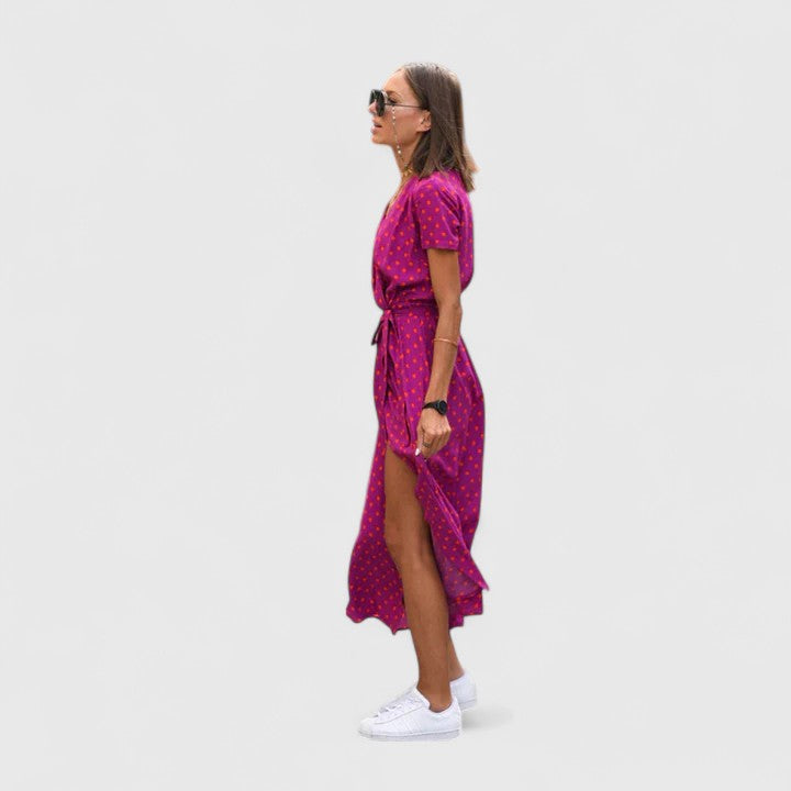 Charlie | Stylish Floral Short Sleeve Midi Party Dress