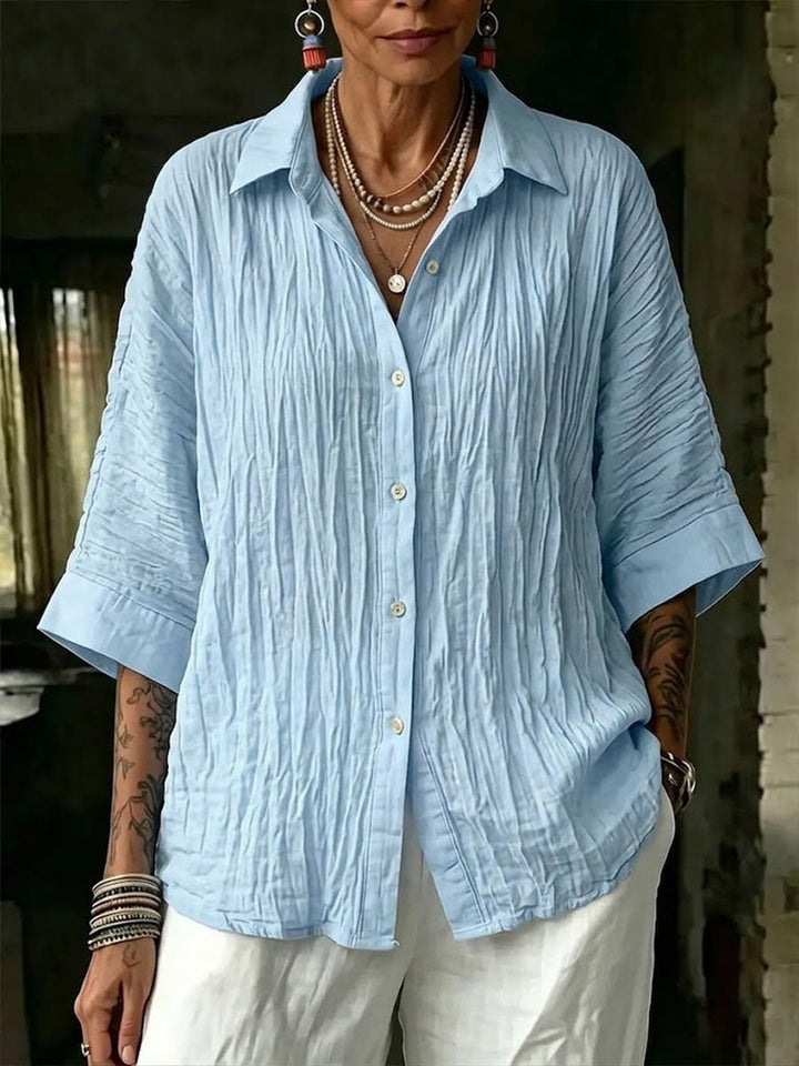 Charlie | Timeless Crinkle Texture Linen Shirt Blouse