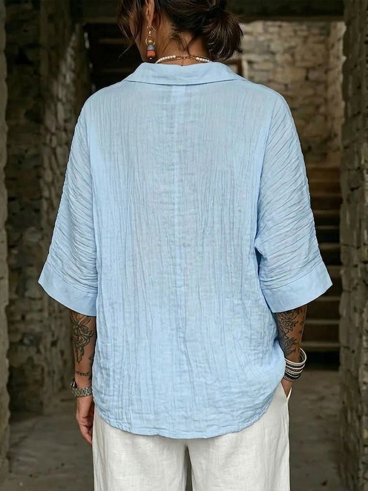 Charlie | Timeless Crinkle Texture Linen Shirt Blouse