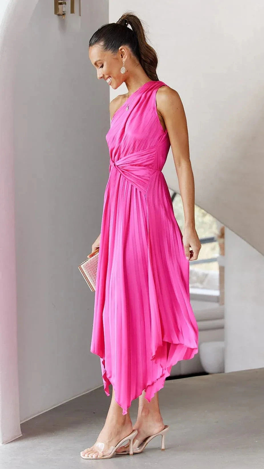 Charlie | Timeless One Shoulder Pleated Cocktail Dress
