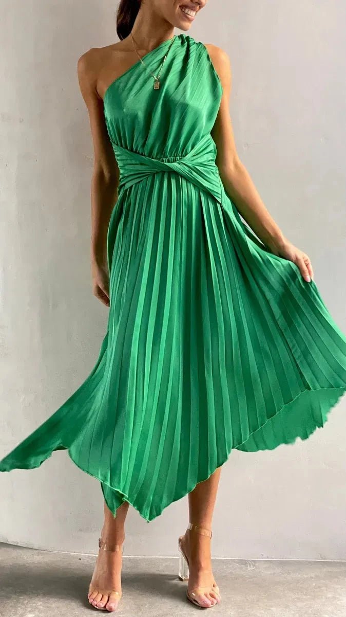 Charlie | Timeless One Shoulder Pleated Cocktail Dress