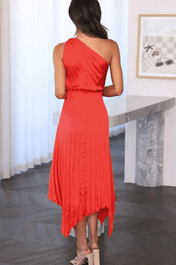 Charlie | Timeless One Shoulder Pleated Cocktail Dress