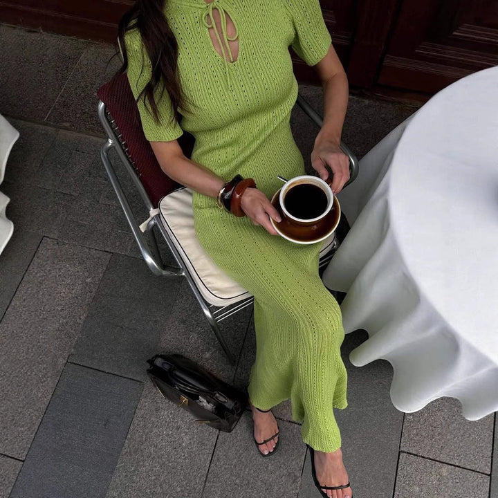 Charlotte | Cosy Fitted Knit Maxi Races Dress