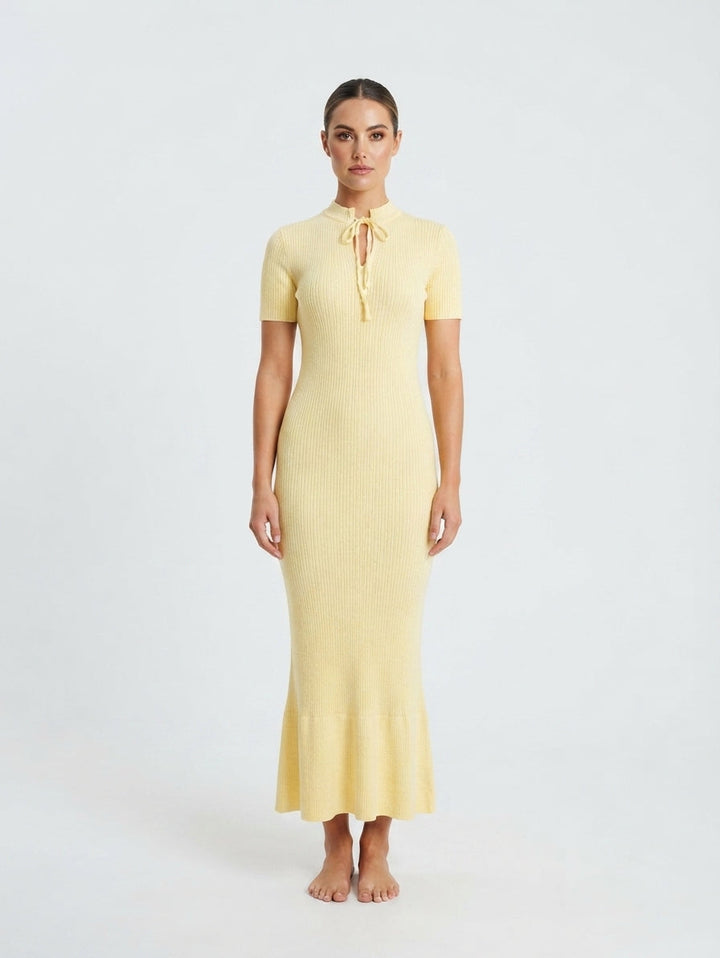 Charlotte | Cosy Fitted Knit Maxi Races Dress