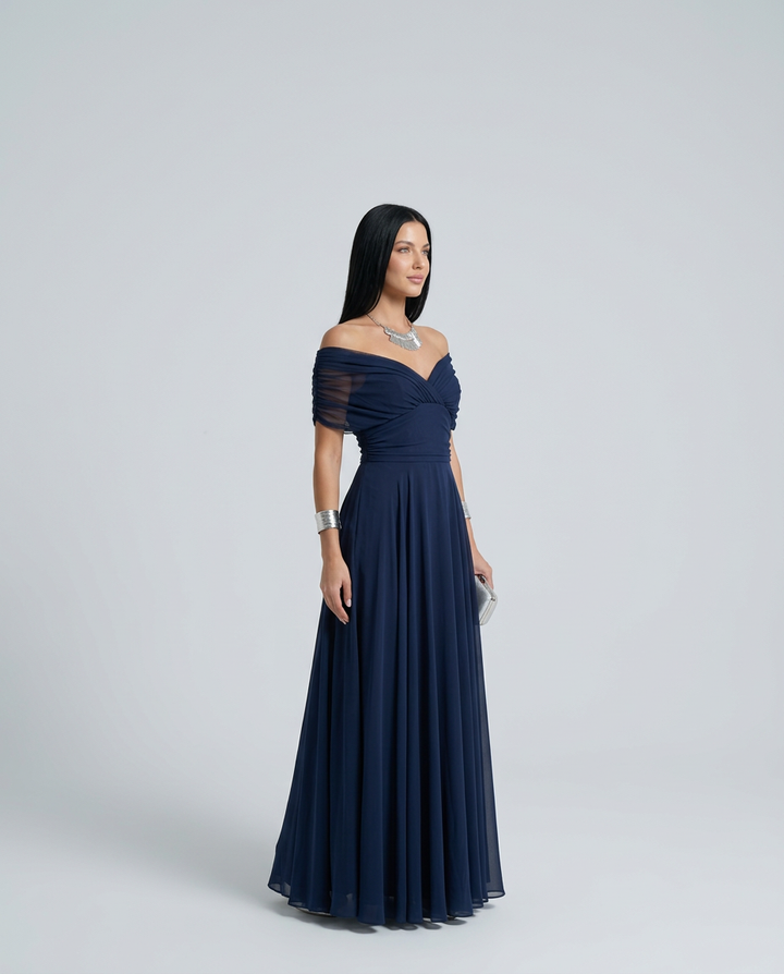 Charlotte | Cosy Off-Shoulder Ruched Races Maxi Dress
