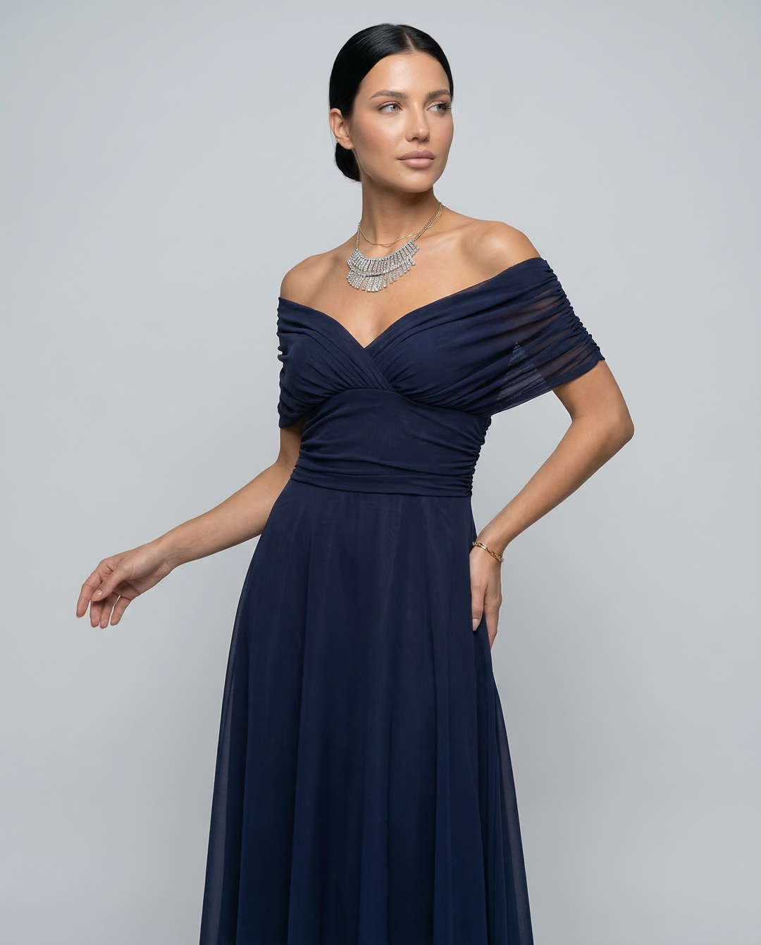 Charlotte | Cosy Off-Shoulder Ruched Races Maxi Dress