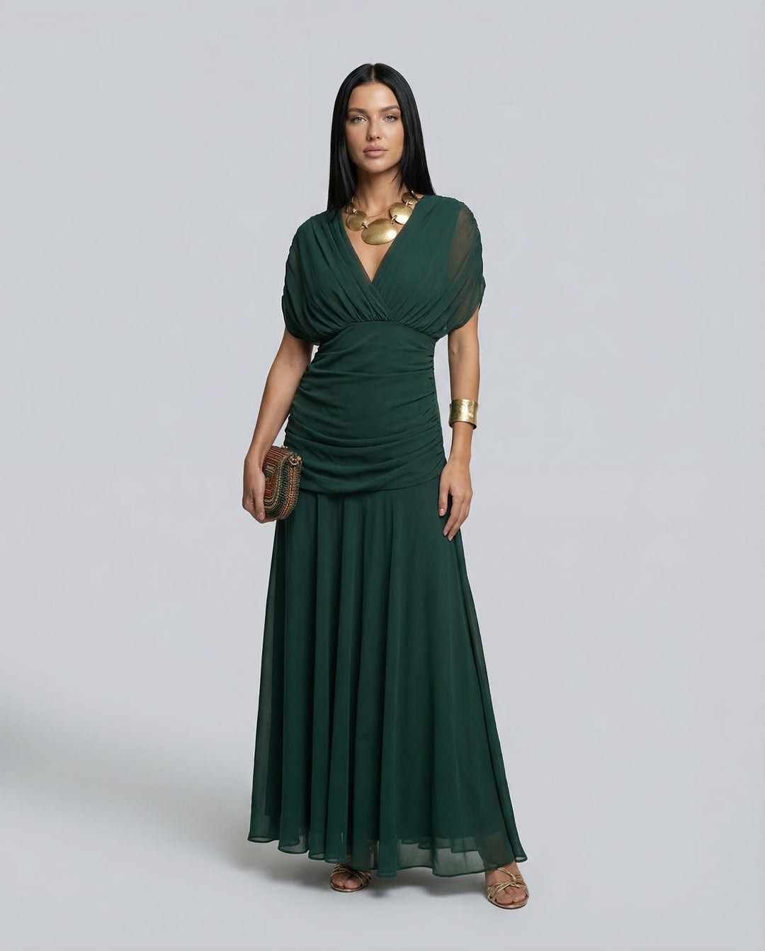 Charlotte | Cosy Off-Shoulder Ruched Races Maxi Dress
