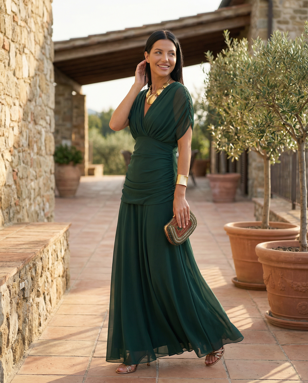 Charlotte | Cosy Off-Shoulder Ruched Races Maxi Dress
