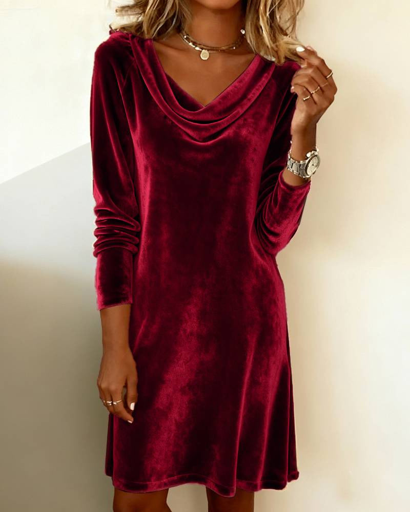 Charlotte | Effortless Velvet Cowl Neck Cocktail Midi Dress