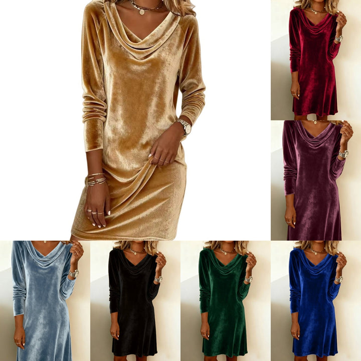 Charlotte | Effortless Velvet Cowl Neck Cocktail Midi Dress