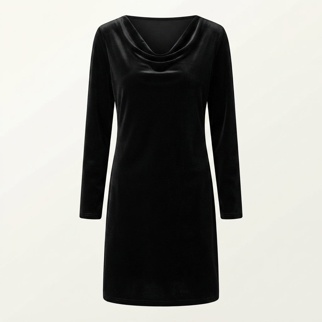 Charlotte | Effortless Velvet Cowl Neck Cocktail Midi Dress
