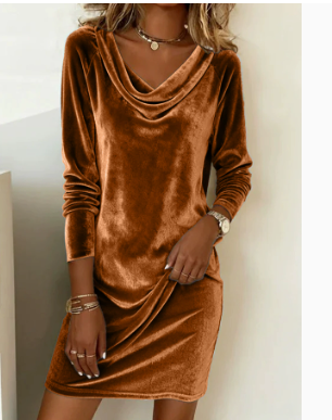 Charlotte | Effortless Velvet Cowl Neck Cocktail Midi Dress