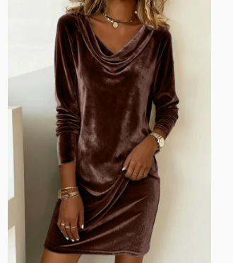 Charlotte | Effortless Velvet Cowl Neck Cocktail Midi Dress