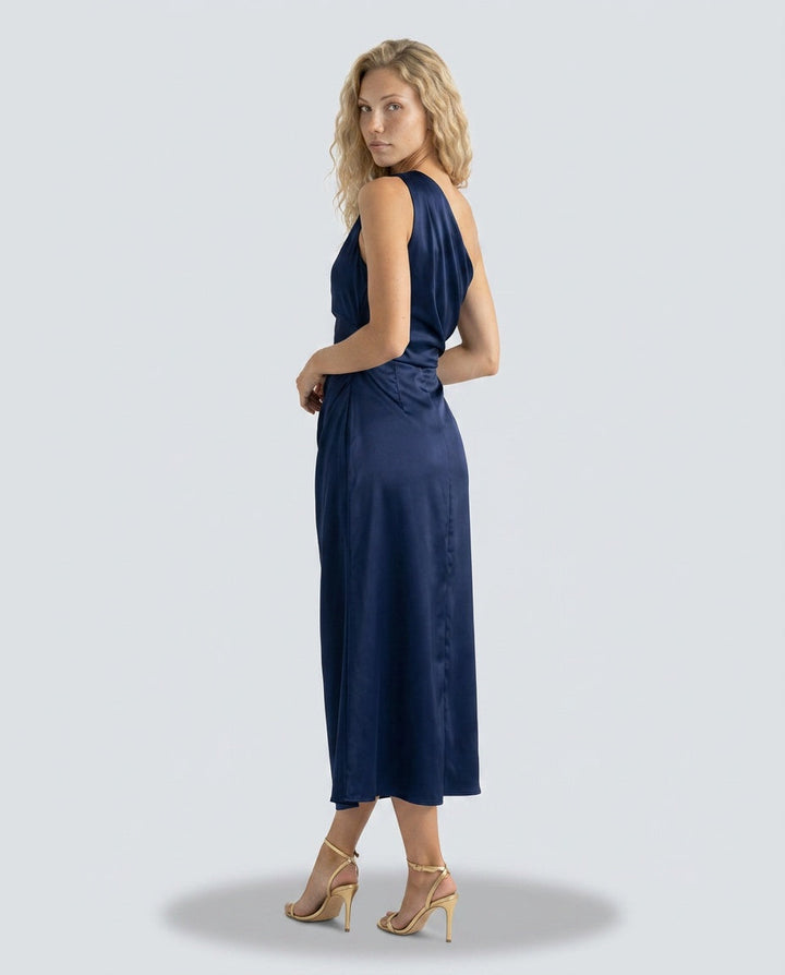 Charlotte | One Shoulder Draped Midi Party Dress