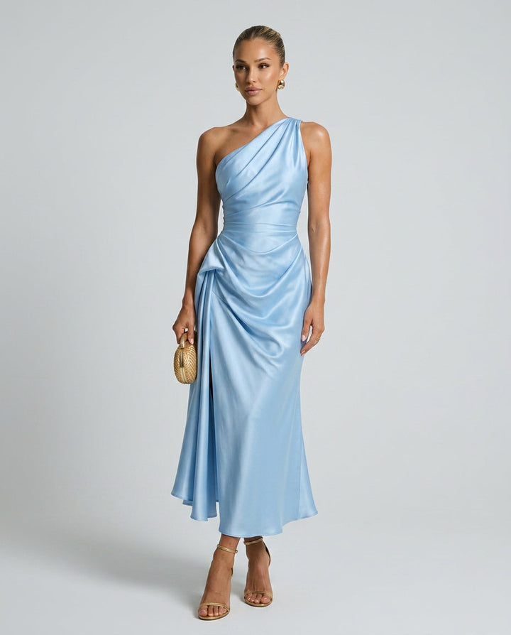 Charlotte | One Shoulder Draped Midi Party Dress