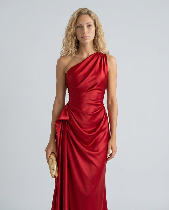 Charlotte | One Shoulder Draped Midi Party Dress