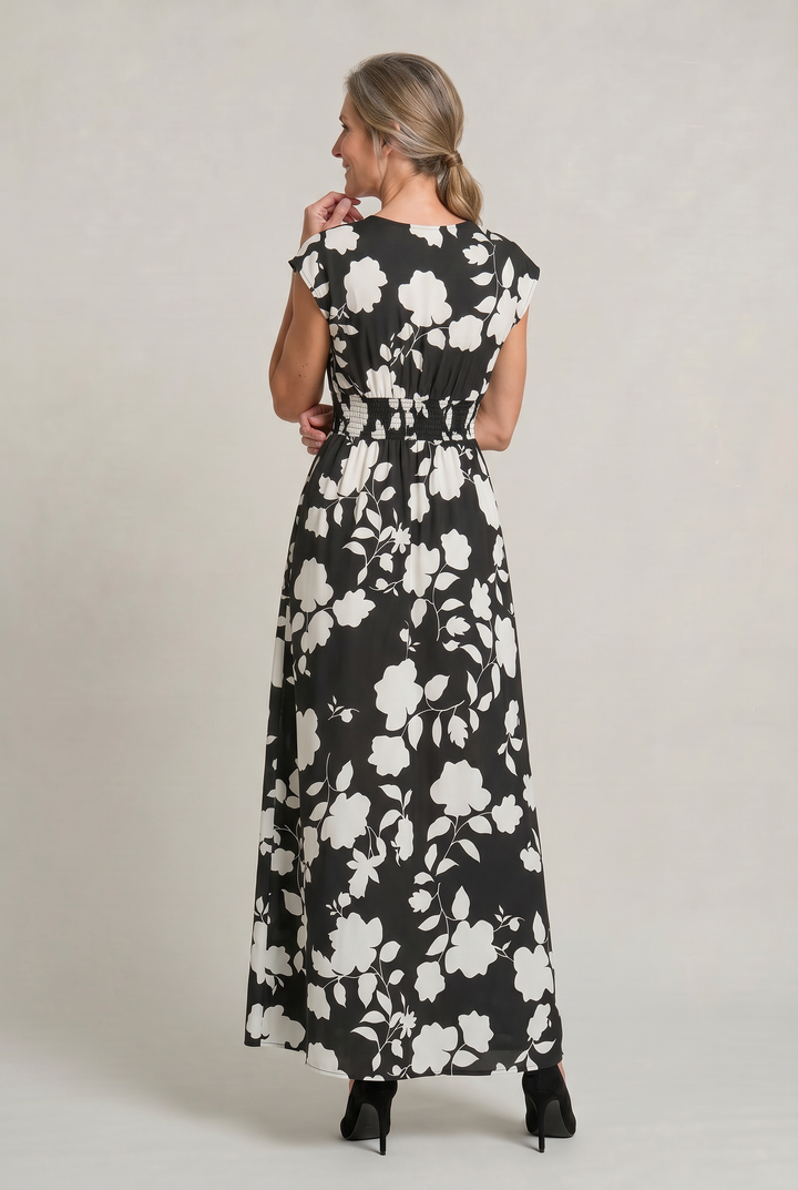 Charlotte | Polished Floral Print V-Neck Maxi Races Dress