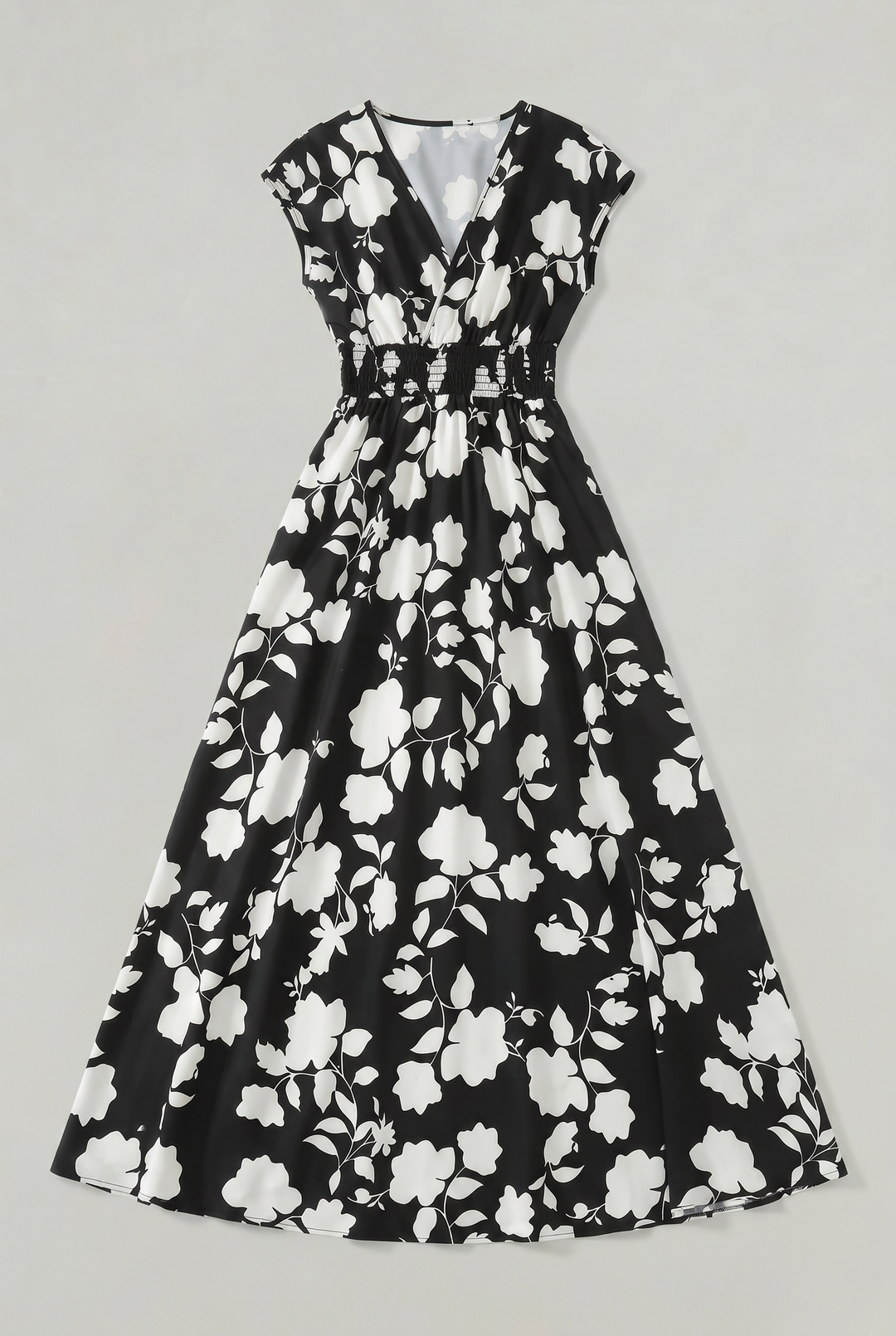 Charlotte | Polished Floral Print V-Neck Maxi Races Dress