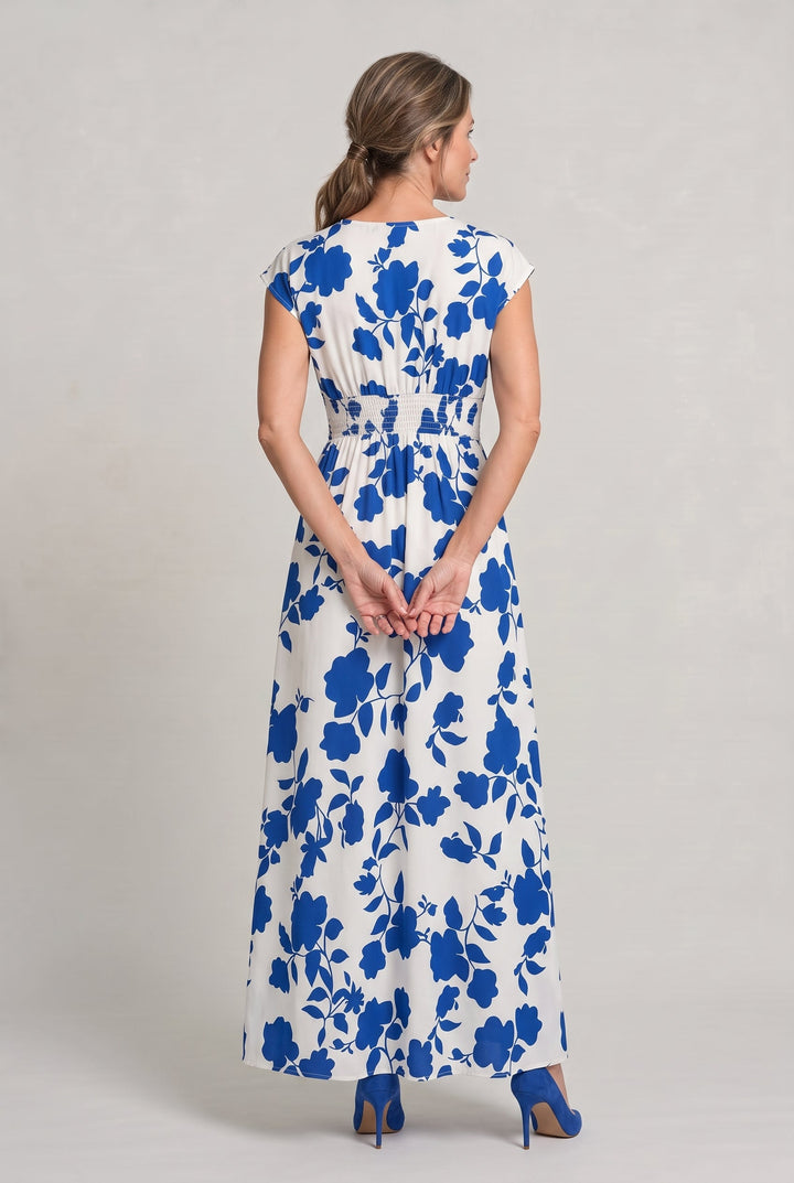 Charlotte | Polished Floral Print V-Neck Maxi Races Dress