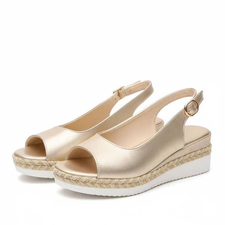 Charlotte | Refined Peep Toe Slingback Espadrille Wedges