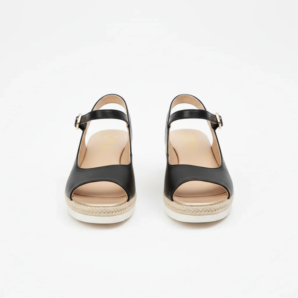 Charlotte | Refined Peep Toe Slingback Espadrille Wedges