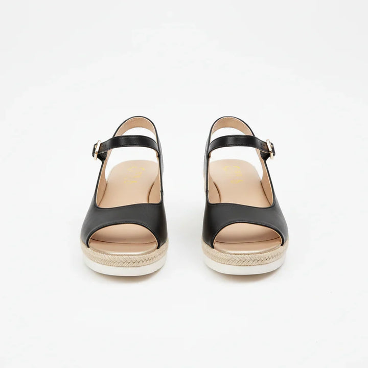 Charlotte | Refined Peep Toe Slingback Espadrille Wedges