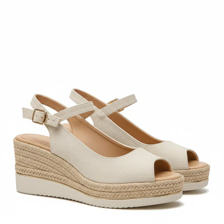 Charlotte | Refined Peep Toe Slingback Espadrille Wedges
