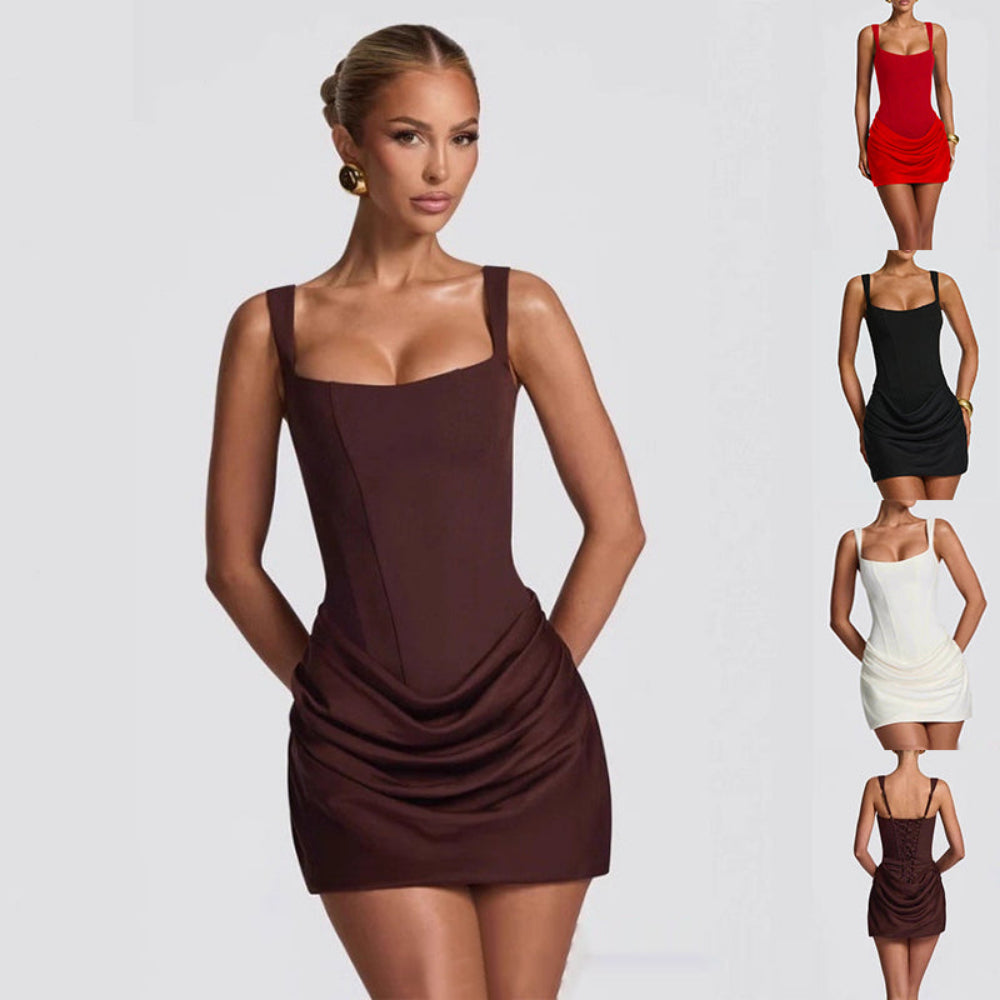Charlotte | Sophisticated Ruched Corset Christmas Party Mini Dress