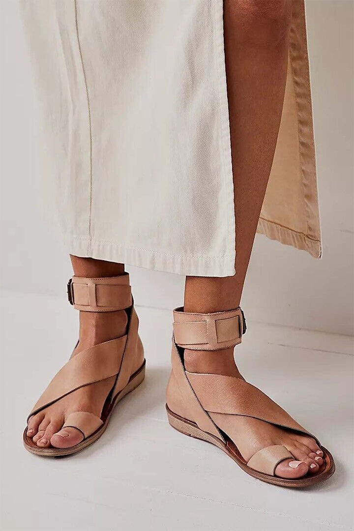 Charlotte | Timeless Crisscross Ankle Strap Flat Sandals