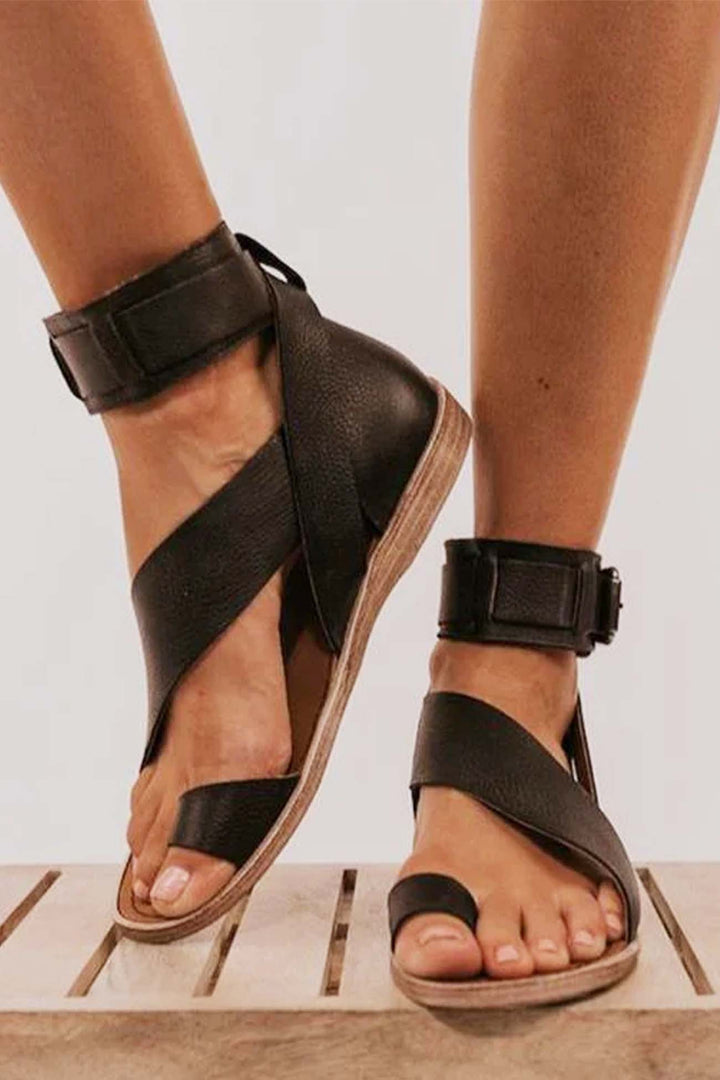 Charlotte | Timeless Crisscross Ankle Strap Flat Sandals