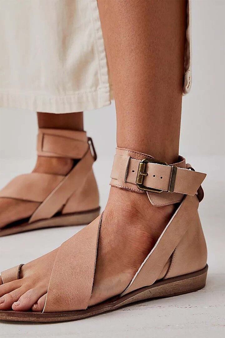 Charlotte | Timeless Crisscross Ankle Strap Flat Sandals