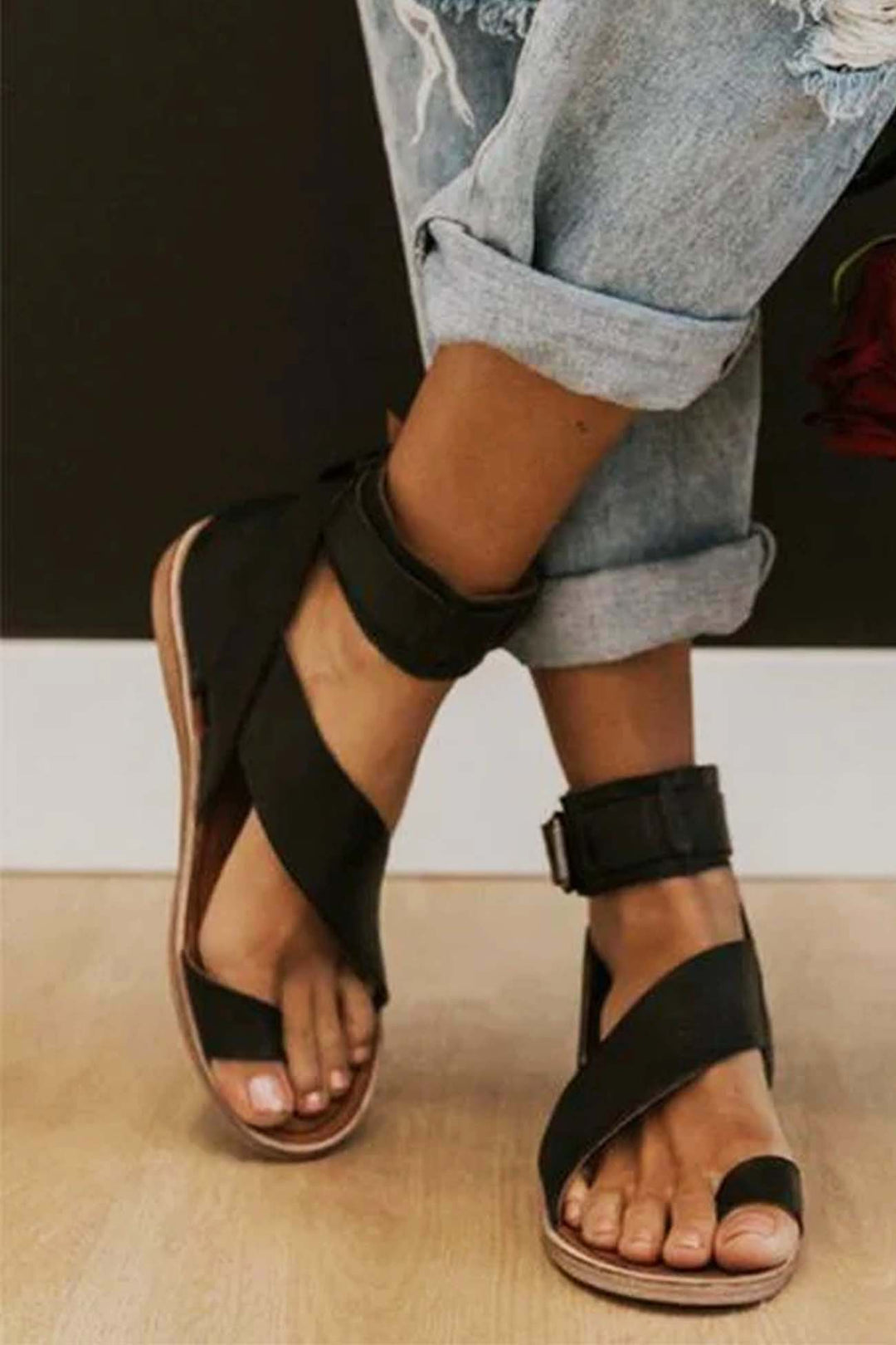 Charlotte | Timeless Crisscross Ankle Strap Flat Sandals