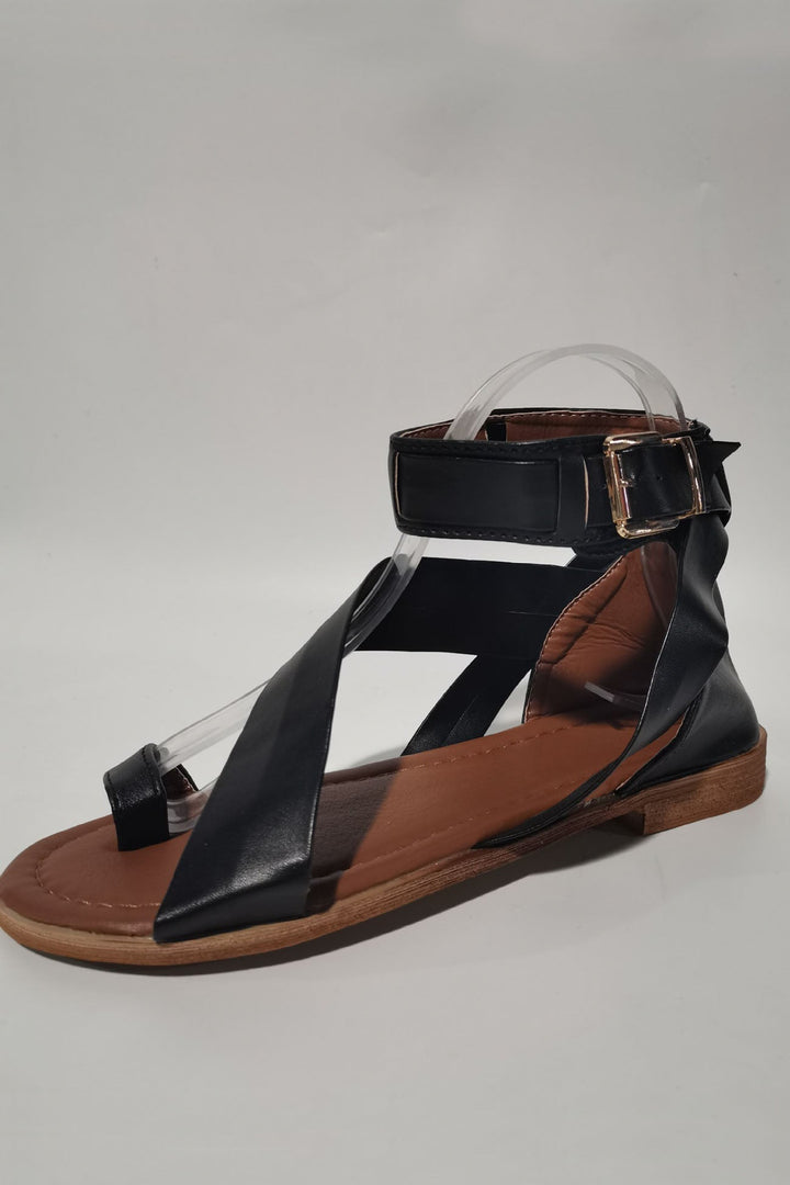 Charlotte | Timeless Crisscross Ankle Strap Flat Sandals