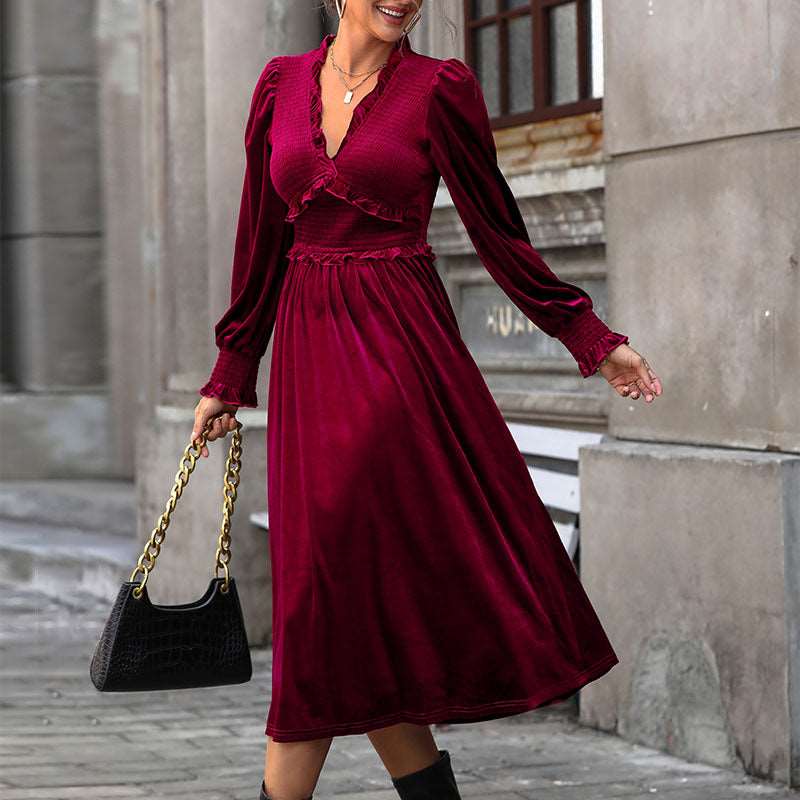 Chloe | Chic Shirred V-Neck Midi Race Dress