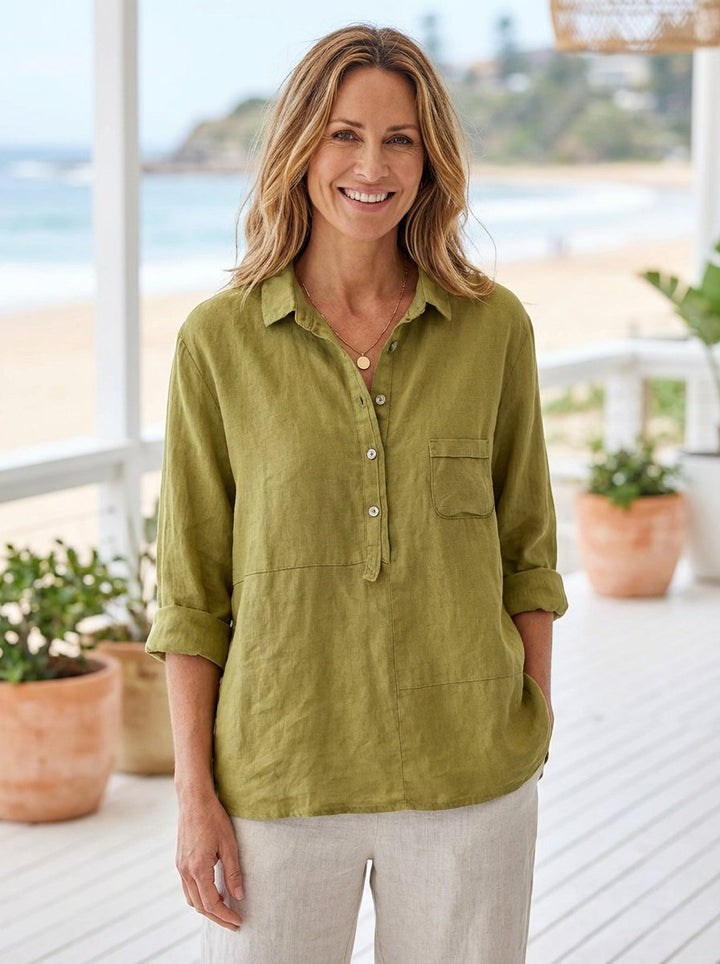 Chloe | Classic Relaxed Fit Linen Shirt with Button Front
