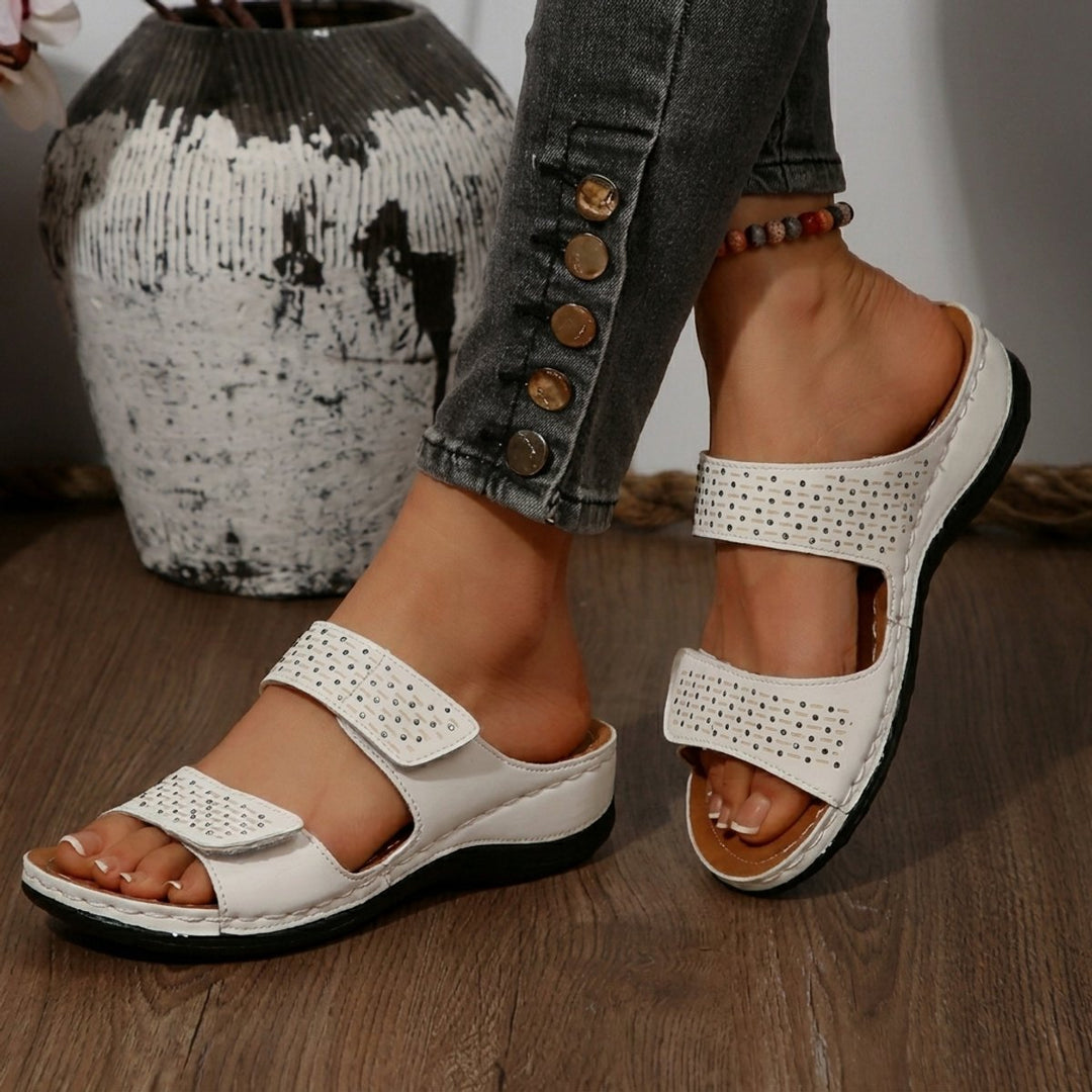 Chloe | Sophisticated Orthopedic Rhinestone Slip-On Comfort Sandals