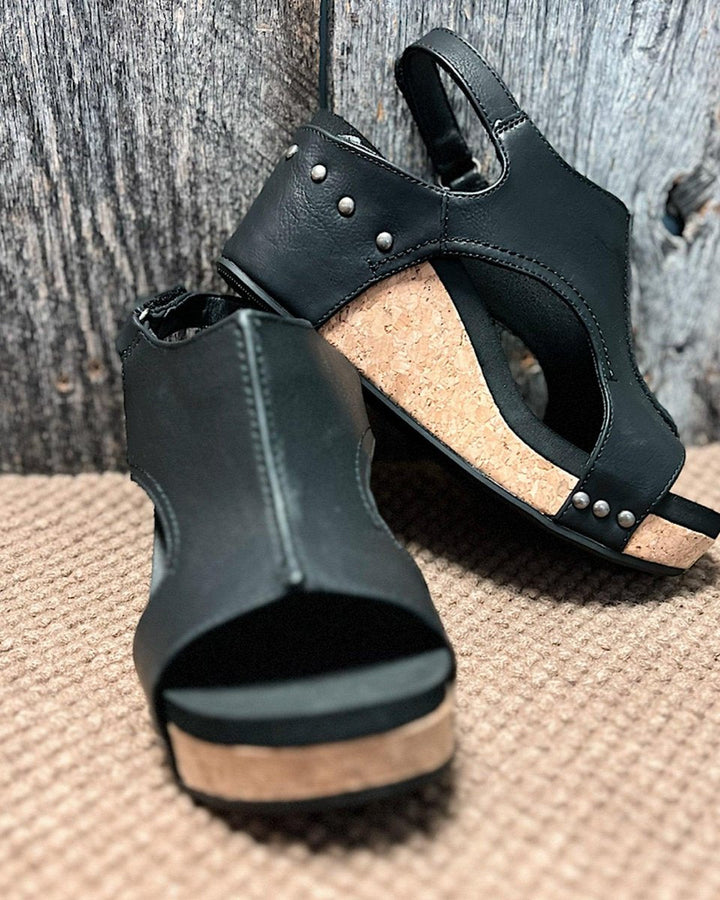 Chloe | Timeless Chunky Sandals with Cut-Out Wedge Platform