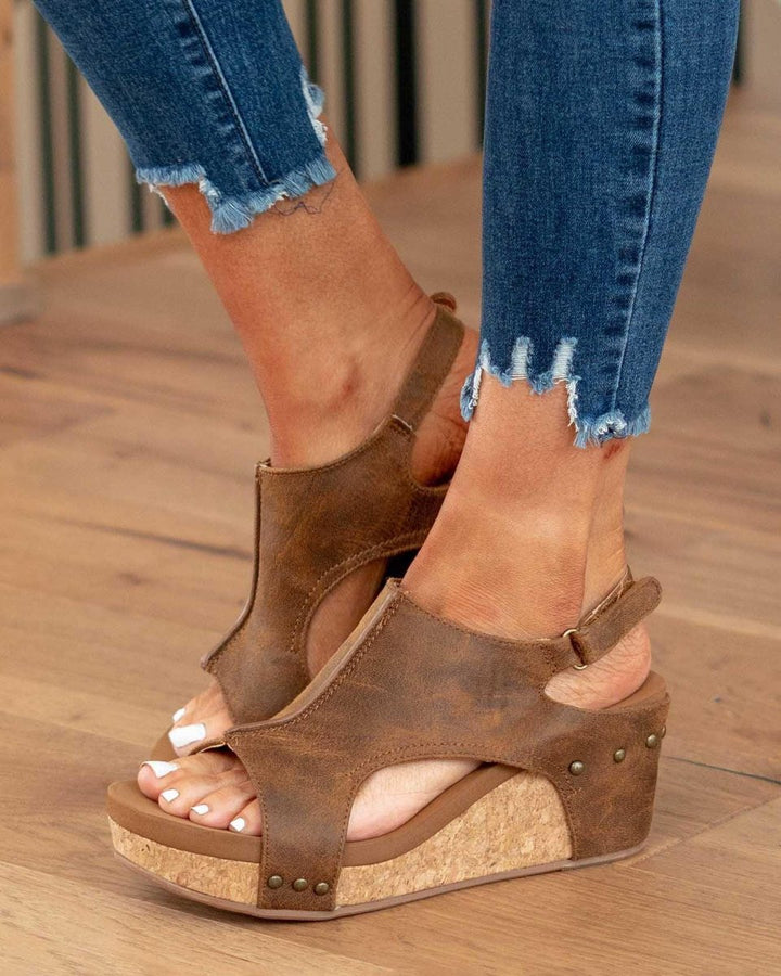 Chloe | Timeless Chunky Sandals with Cut-Out Wedge Platform