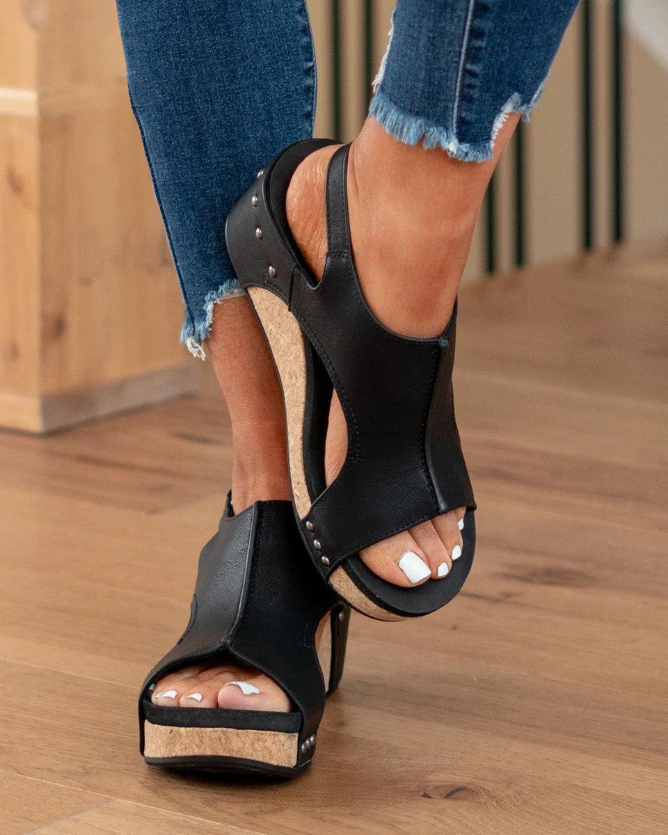 Chloe | Timeless Chunky Sandals with Cut-Out Wedge Platform