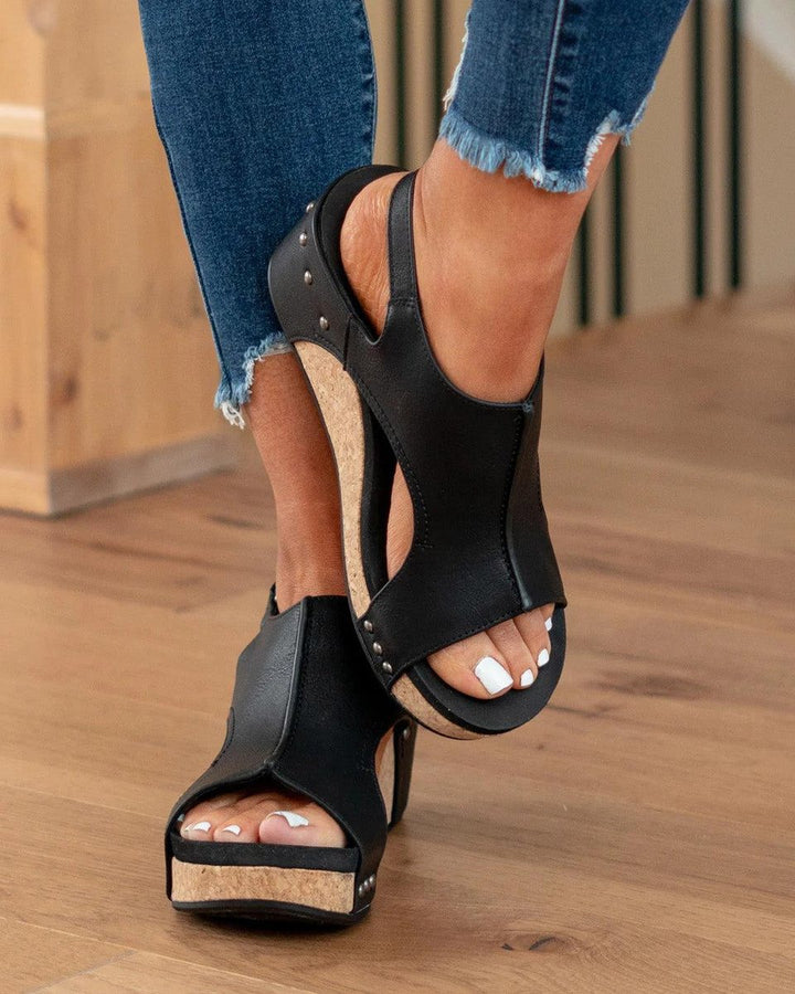 Chloe | Timeless Chunky Sandals with Cut-Out Wedge Platform