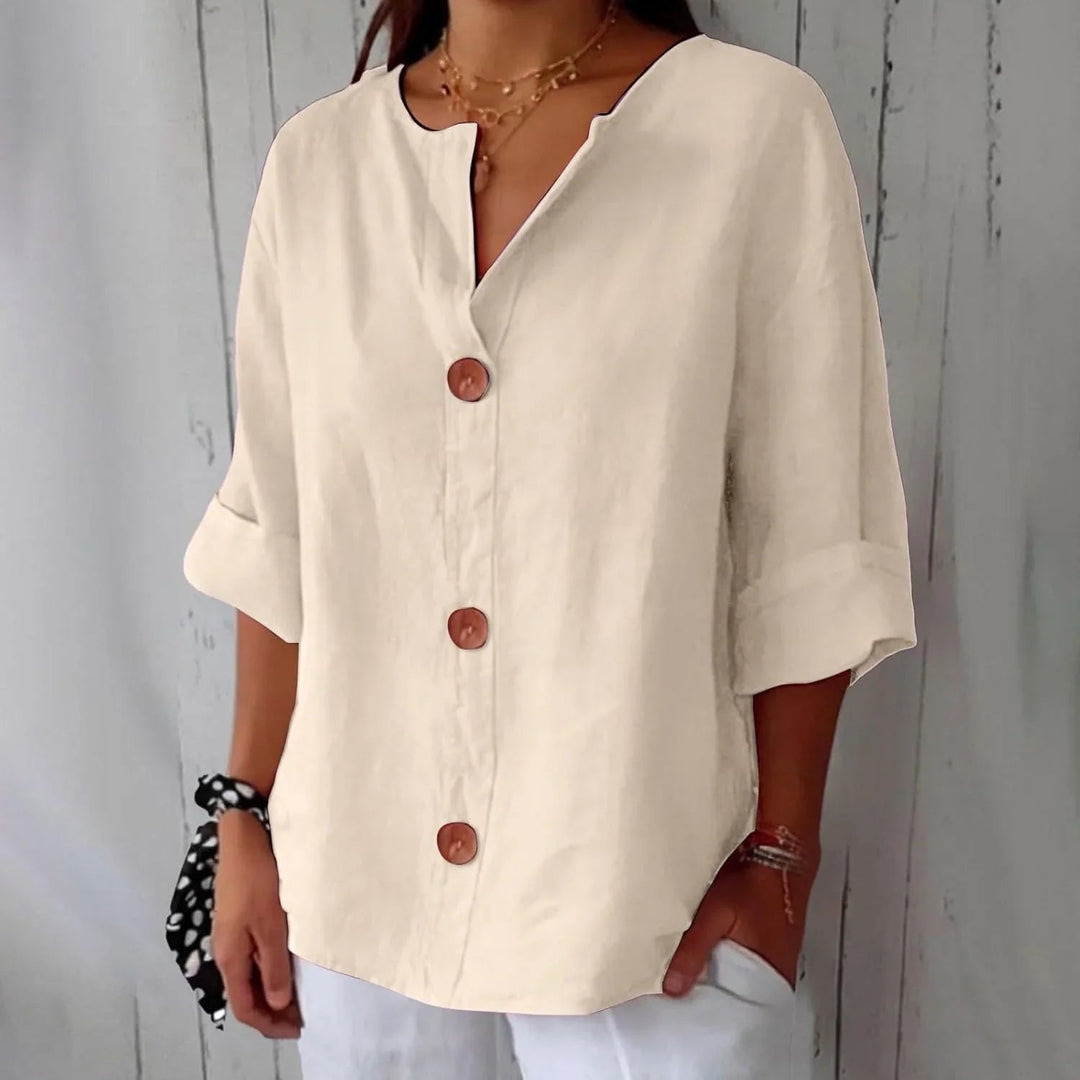 Claire | Cosy Oversized Button-Front Linen Tops