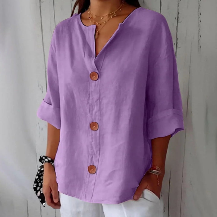 Claire | Cosy Oversized Button-Front Linen Tops