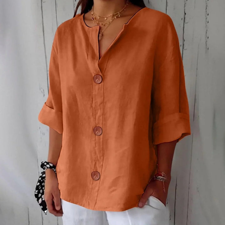 Claire | Cosy Oversized Button-Front Linen Tops