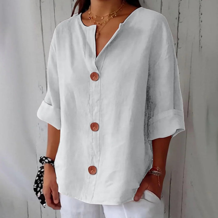 Claire | Cosy Oversized Button-Front Linen Tops