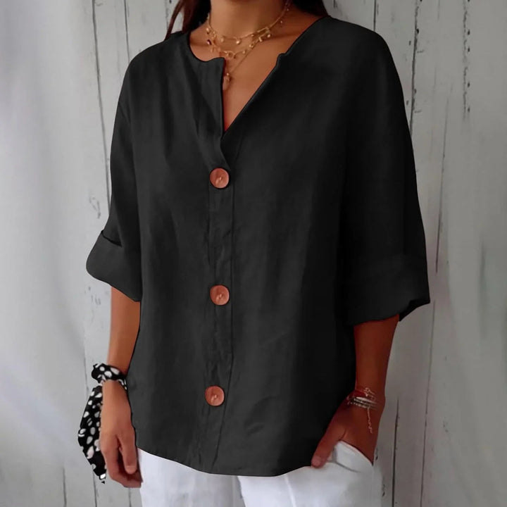 Claire | Cosy Oversized Button-Front Linen Tops