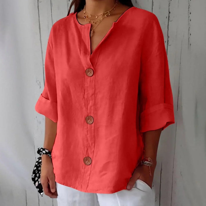Claire | Cosy Oversized Button-Front Linen Tops