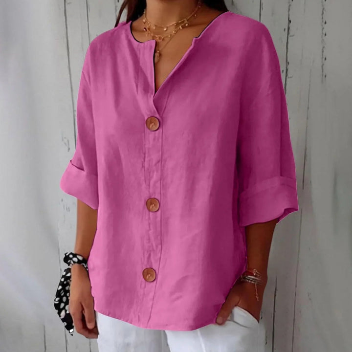 Claire | Cosy Oversized Button-Front Linen Tops