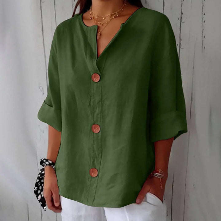 Claire | Cosy Oversized Button-Front Linen Tops