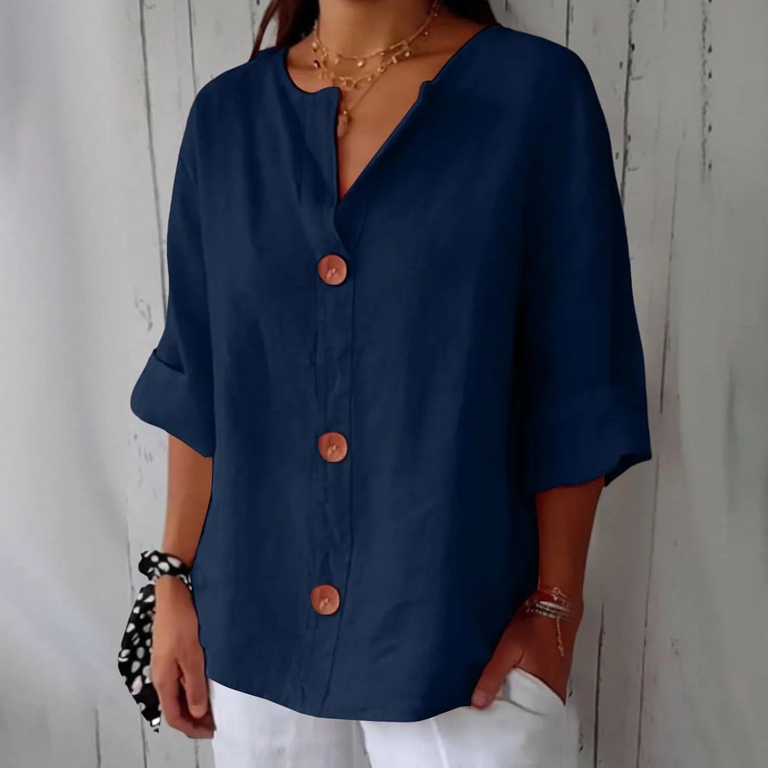 Claire | Cosy Oversized Button-Front Linen Tops
