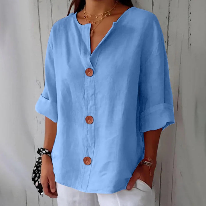 Claire | Cosy Oversized Button-Front Linen Tops